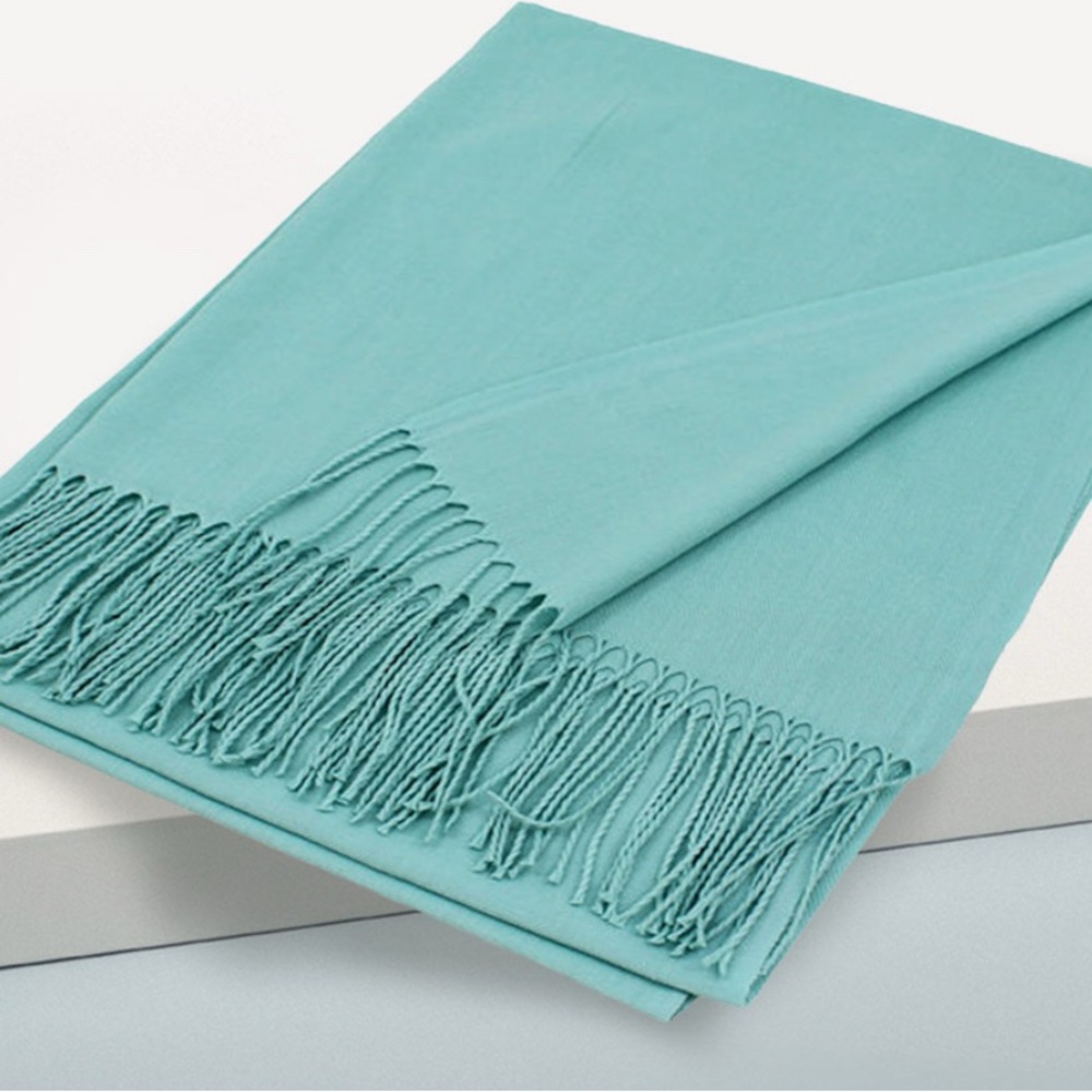Elegant Teal Scarf with Fringe